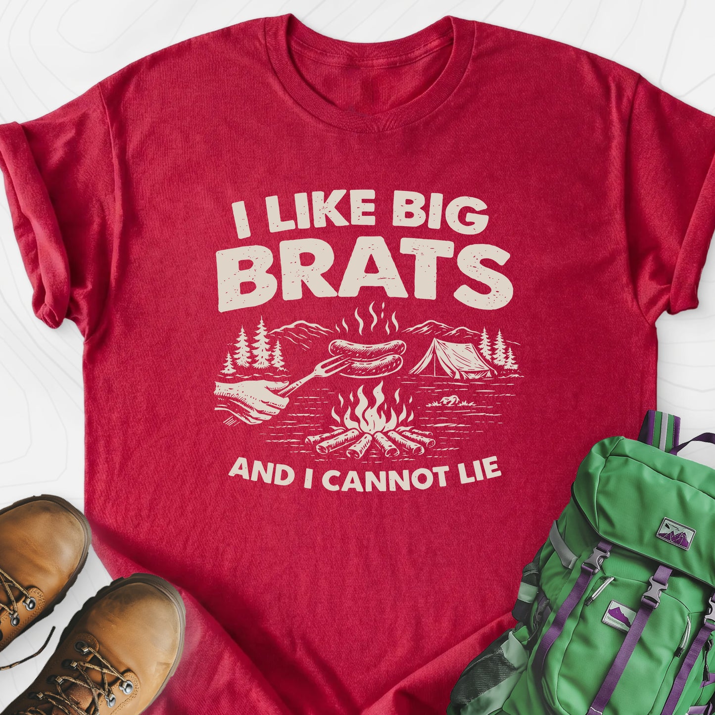 I Like Big Brats Heather Red front print lightweight T-shirt