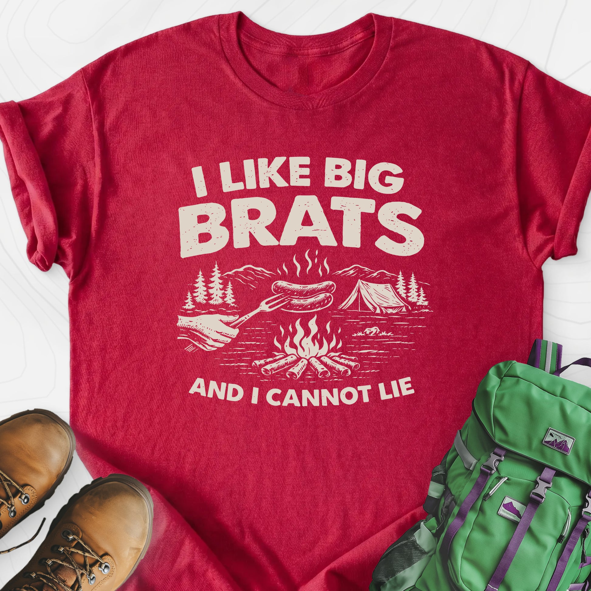 I Like Big Brats Heather Red front print lightweight T-shirt