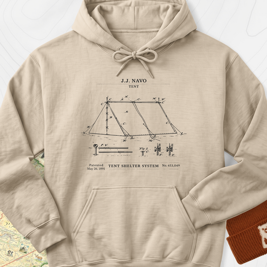 Vintage Tent Blueprint Hoodie - Sand