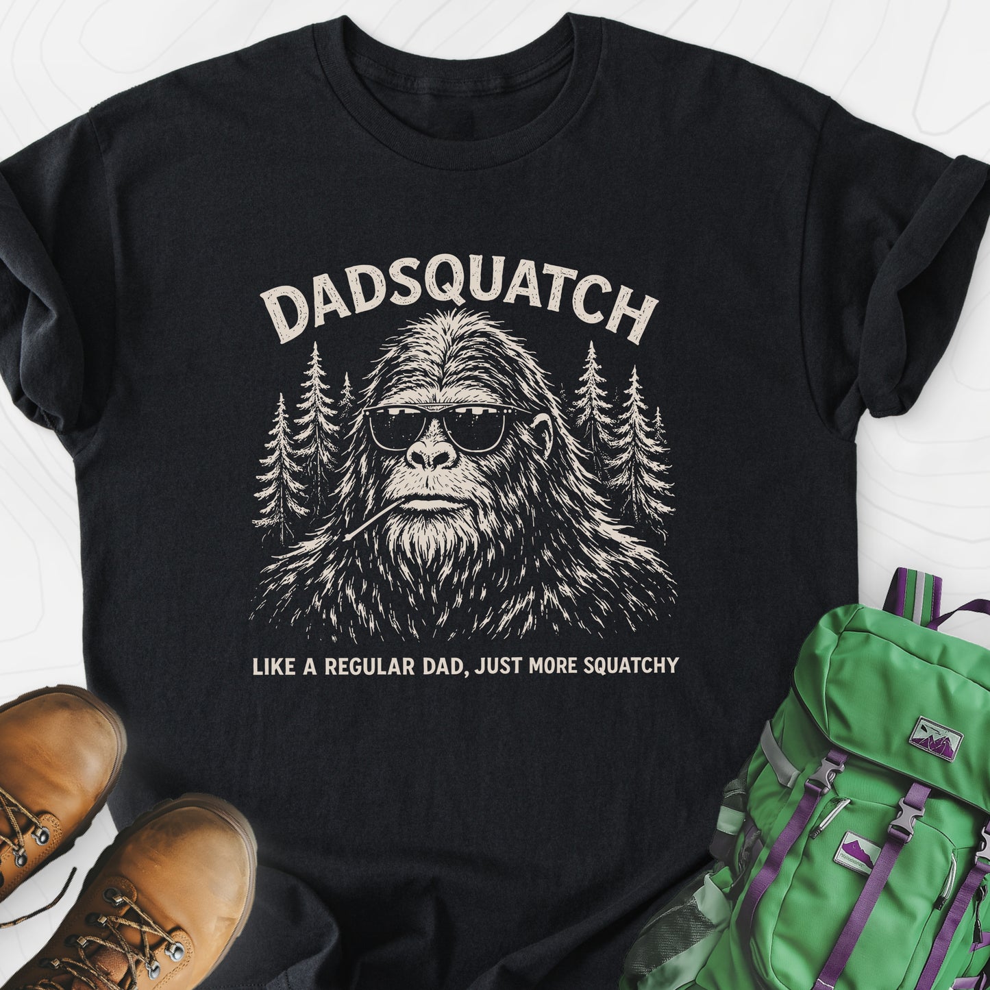 Dadsquatch Black front print lightweight T-shirt