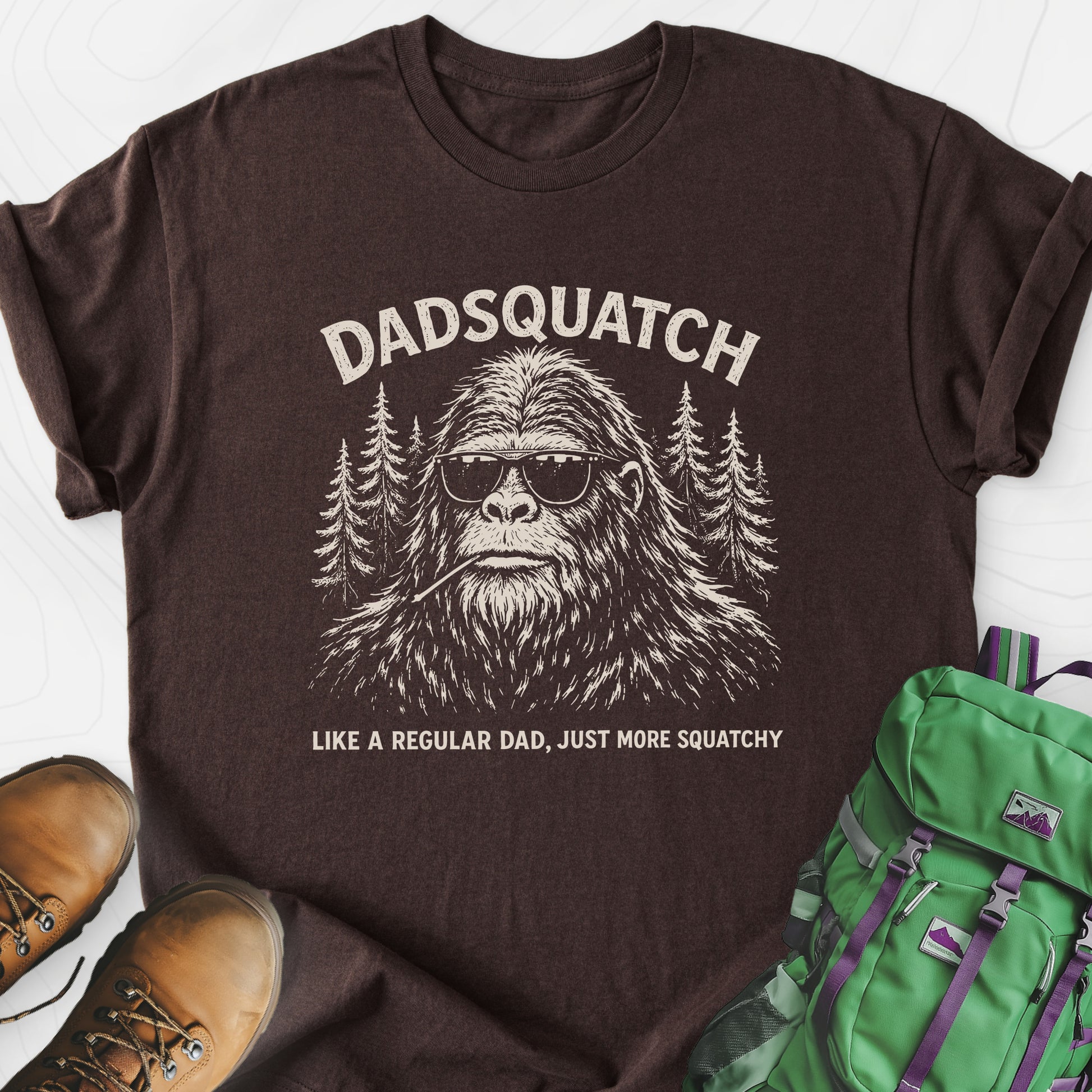 Dadsquatch Dark Chocolate front print lightweight T-shirt