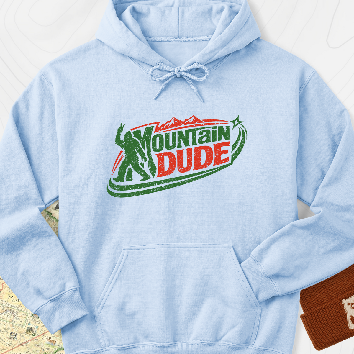 Mountain Dude Hoodie - Light Blue