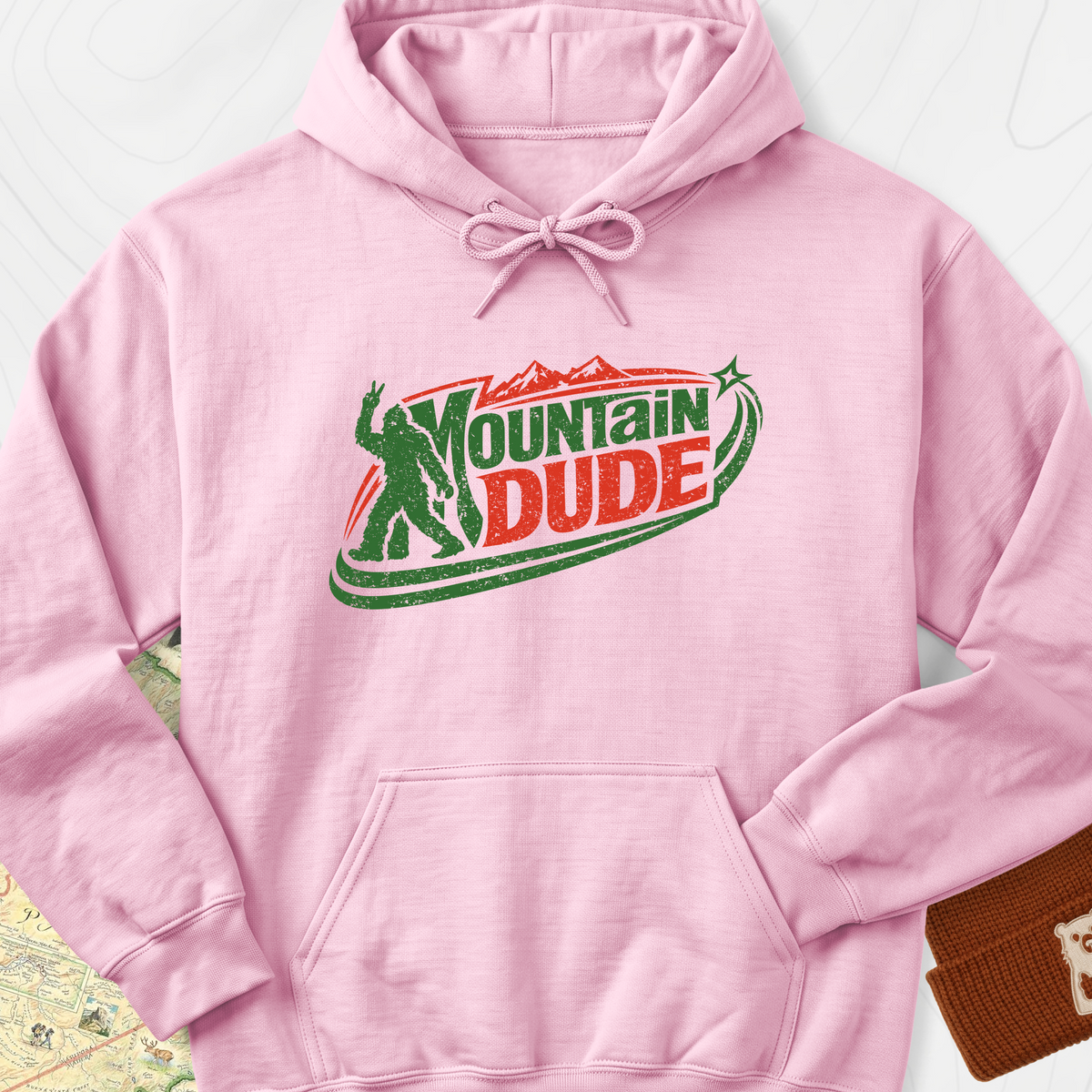 Mountain Dude Hoodie - Light Pink
