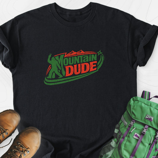Mountain Dude Black front print lightweight T-shirt