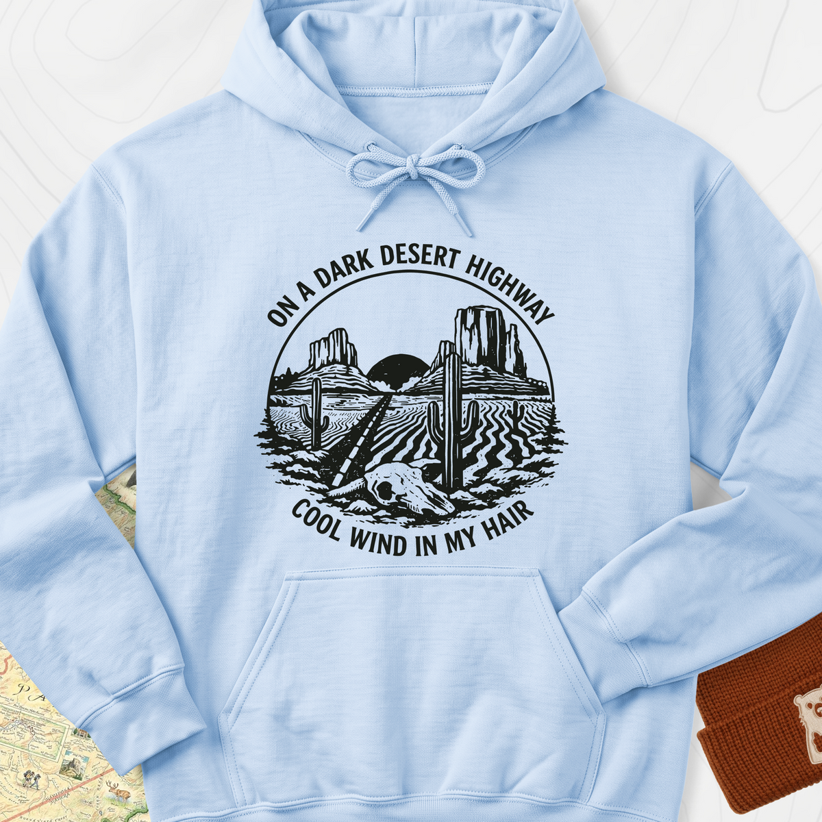 Dark Desert Highway Hoodie - Light Blue