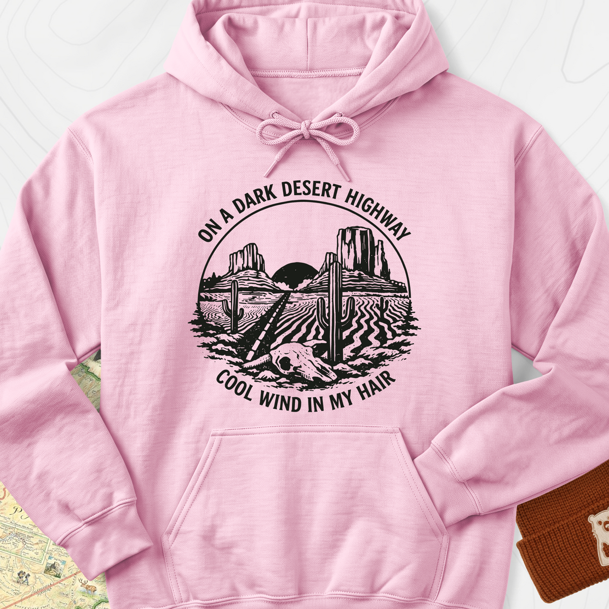 Dark Desert Highway Hoodie - Light Pink