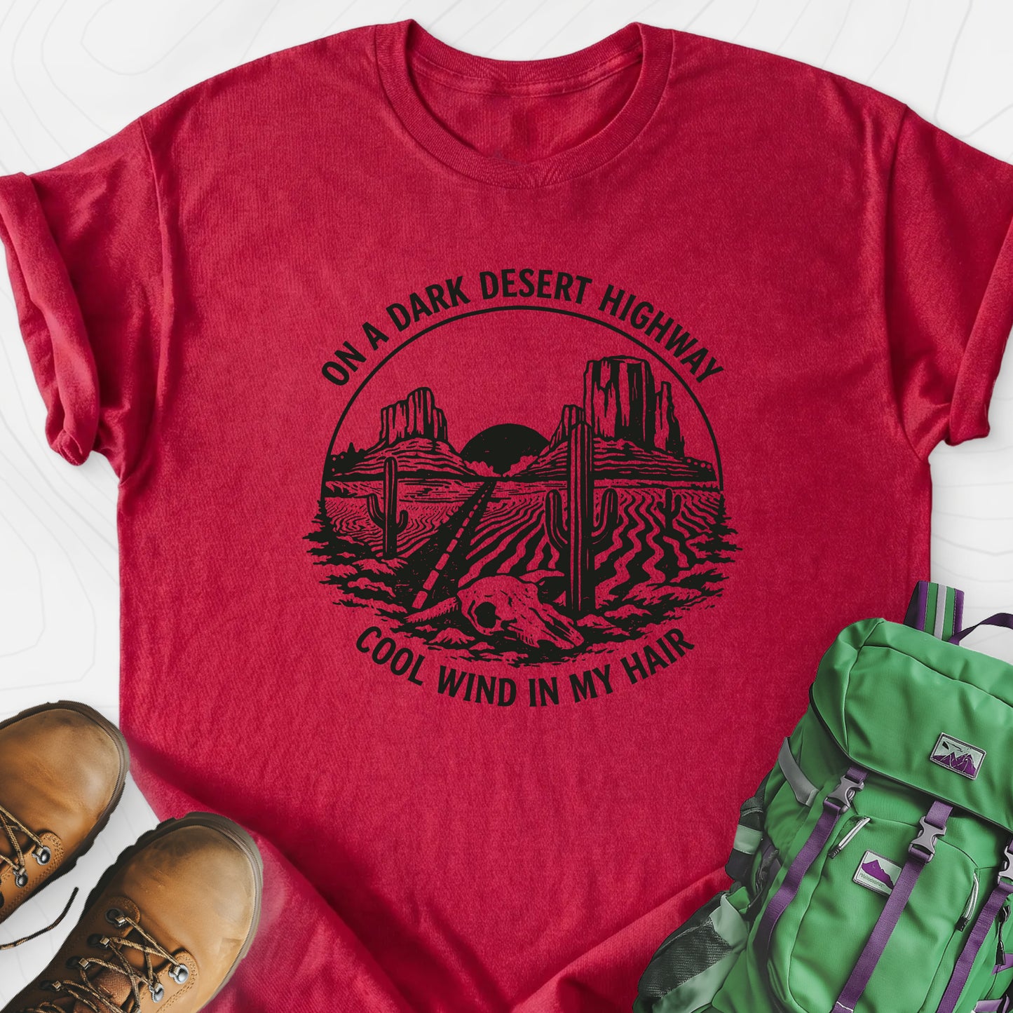 Dark Desert Highway Heather Red front print lightweight T-shirt
