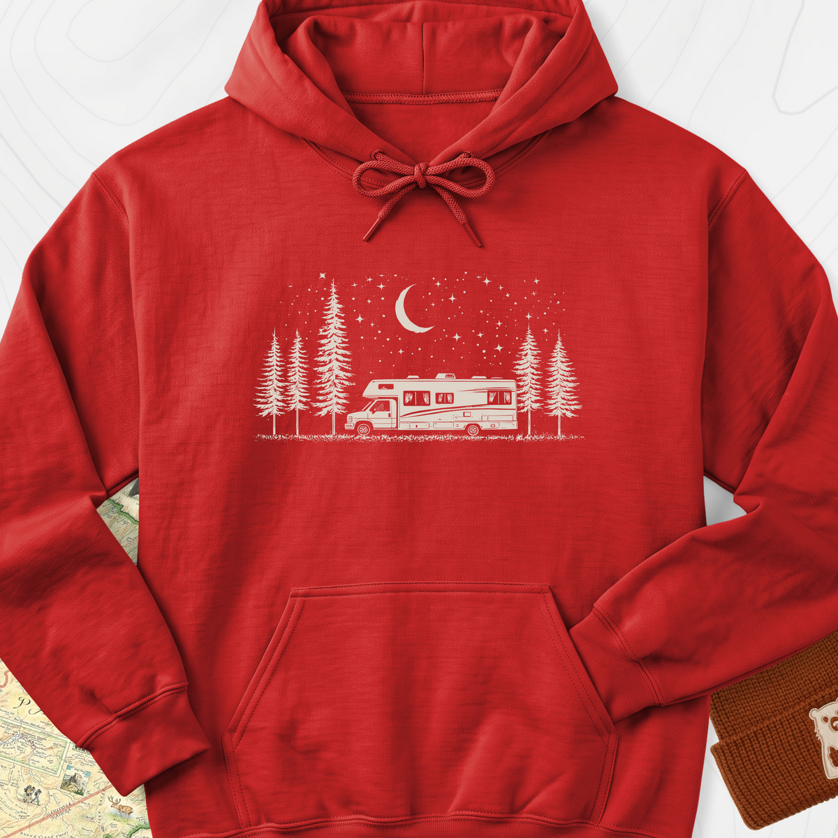 Moonlit RV Nights Hoodie - Red