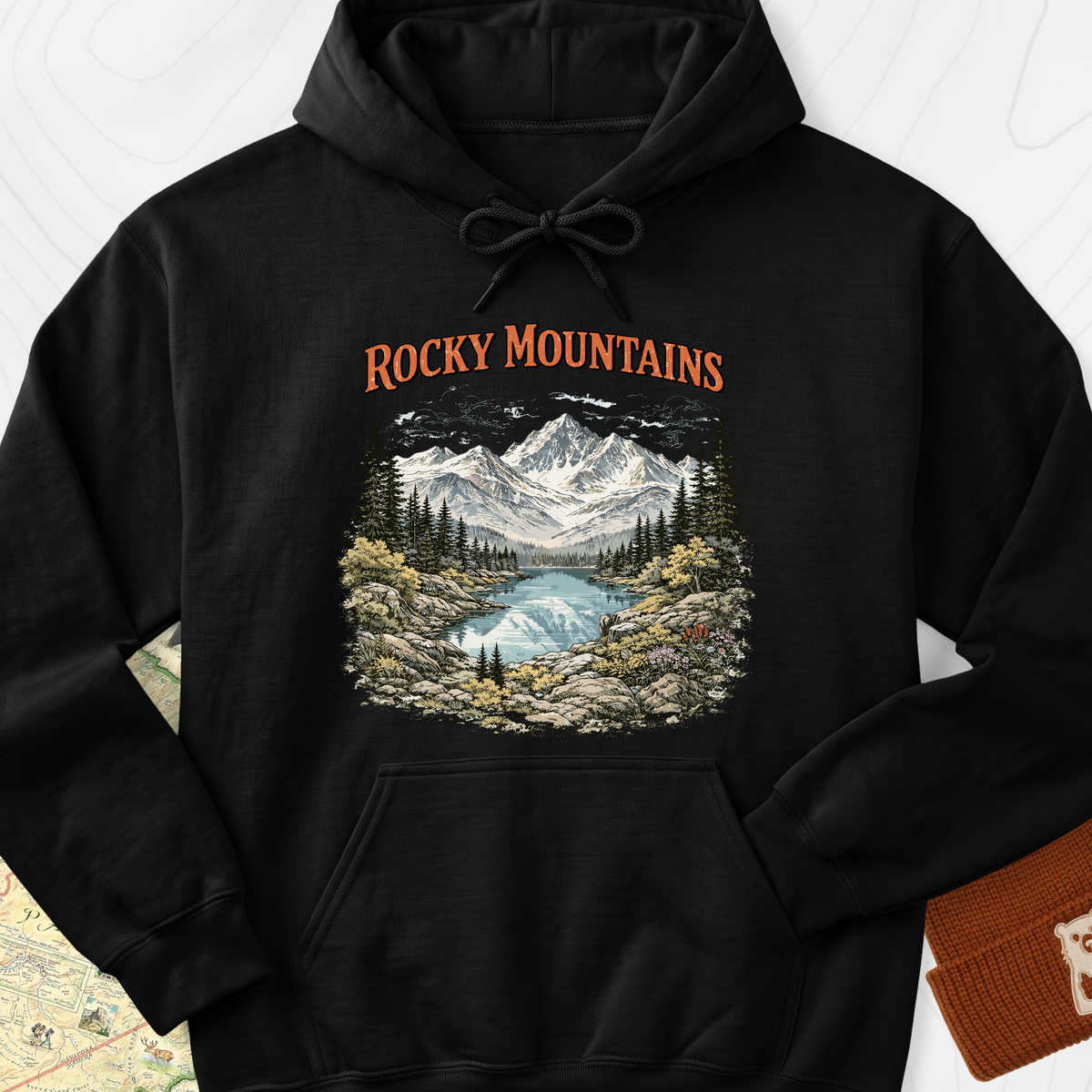 Rocky Mountain Escape Hoodie - Black