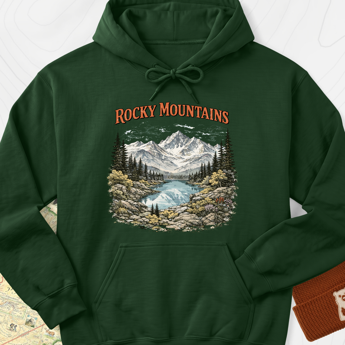 Rocky Mountain Escape Hoodie - Forest Green