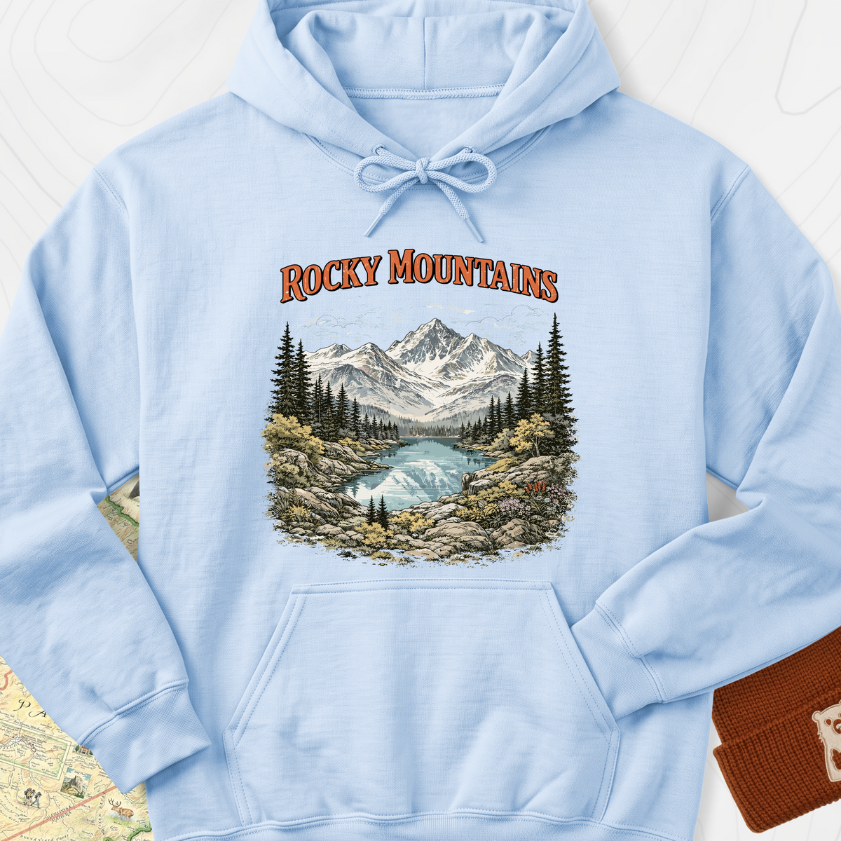 Rocky Mountain Escape Hoodie - Light Blue