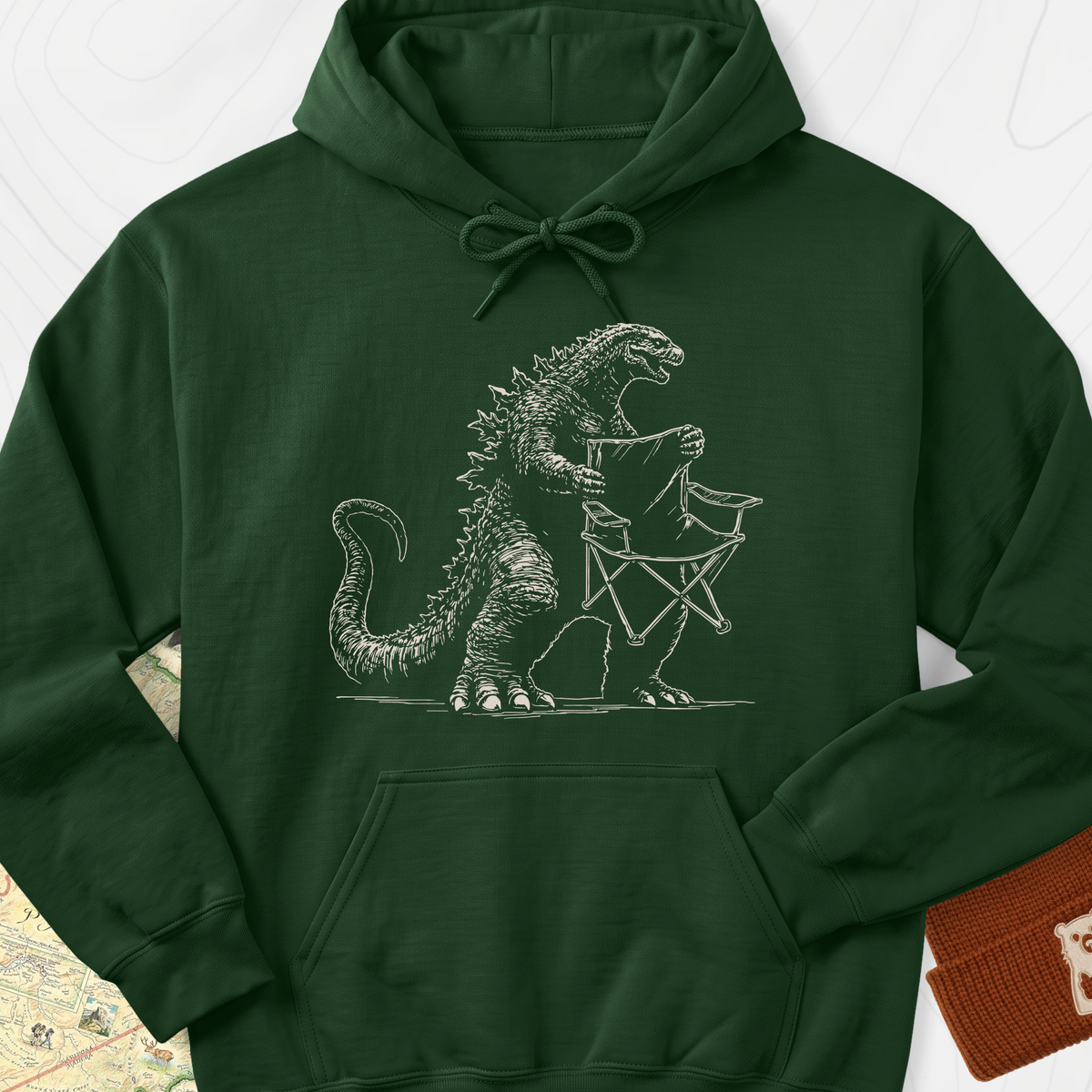 Camping Chair Thief Hoodie - Forest Green