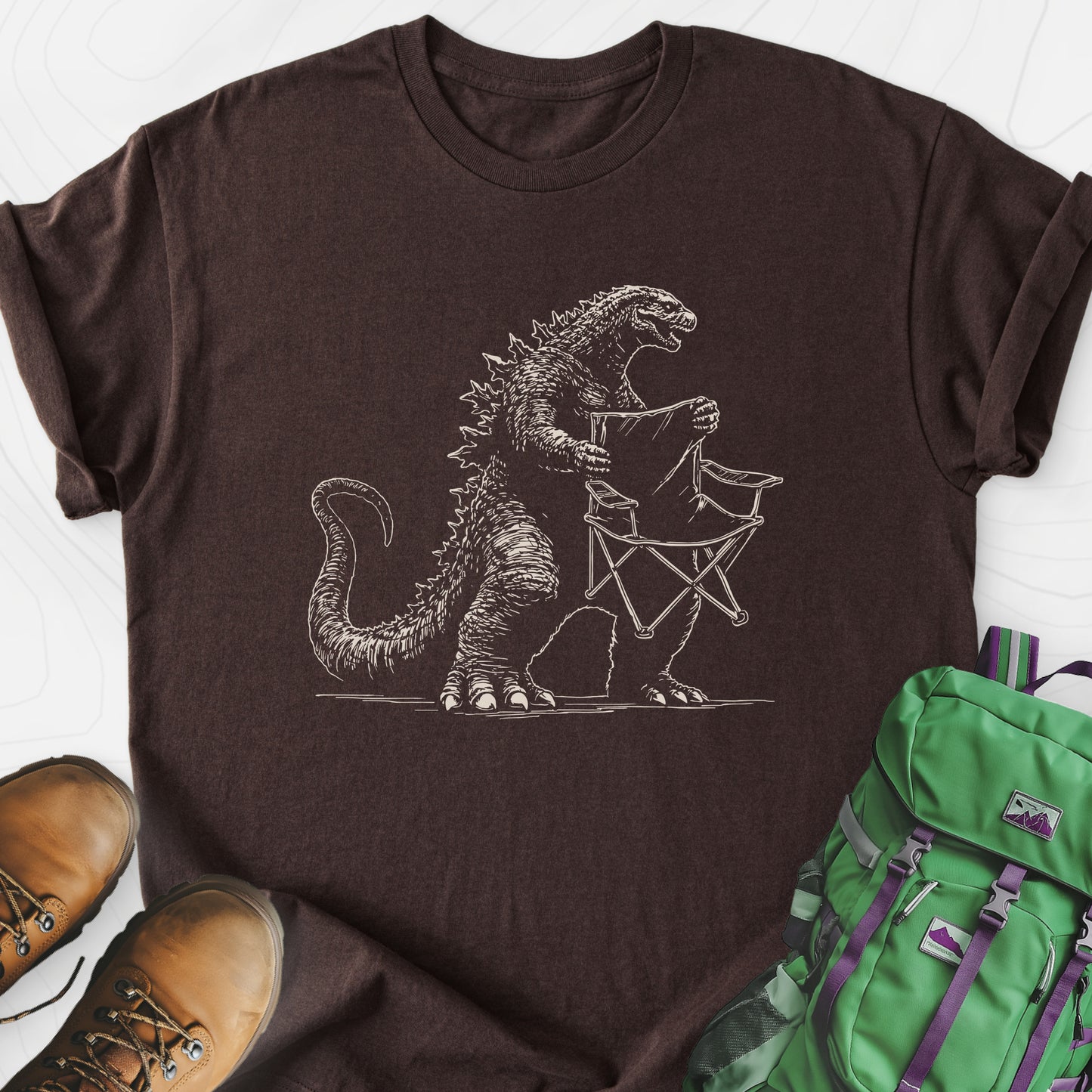 Camping Chair Thief Dark Chocolate front print lightweight T-shirt