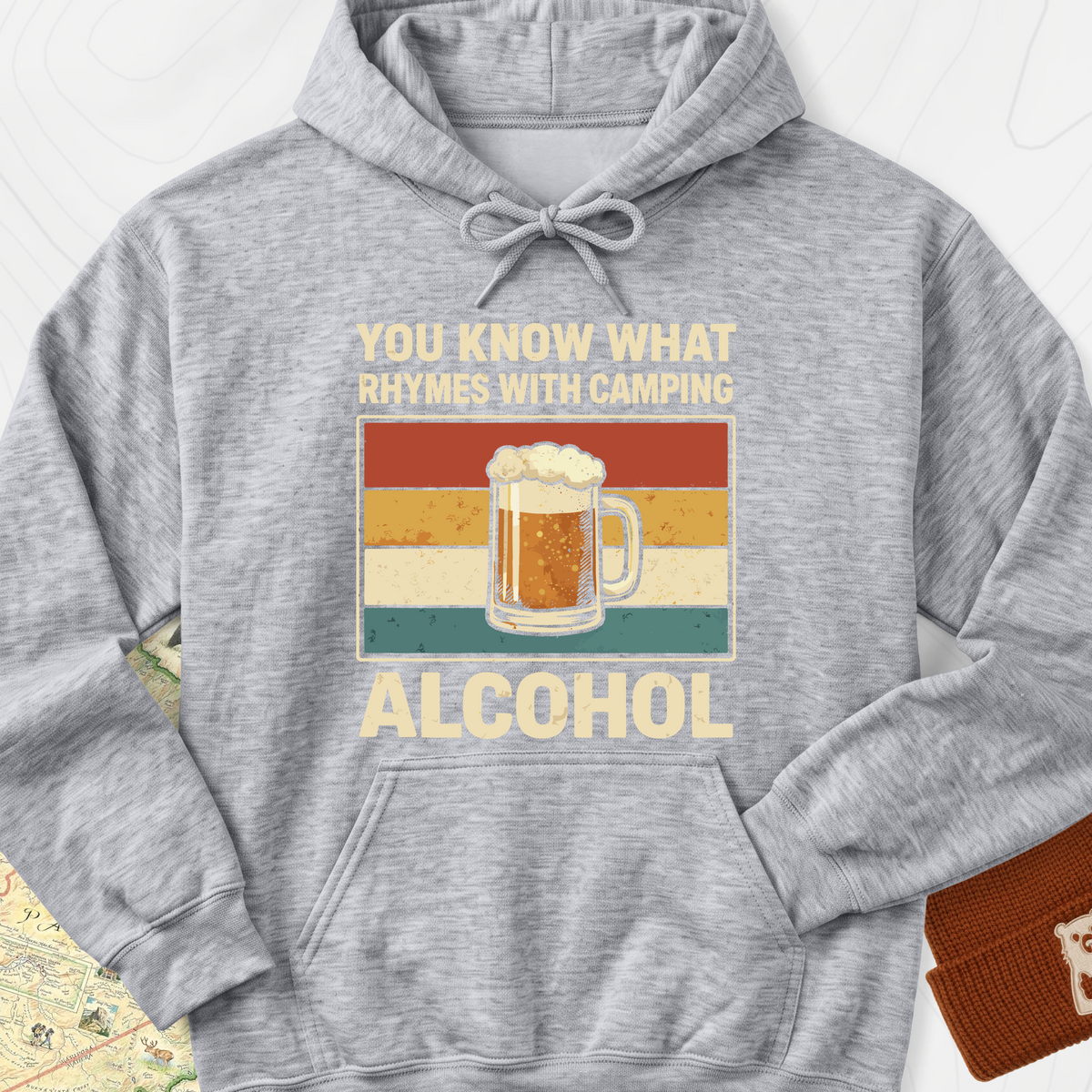 Camping Rhymes With Alcohol Hoodie - Sport Grey
