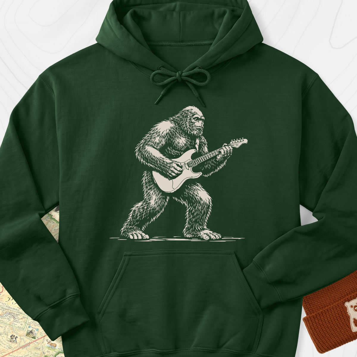 Bigfoot Guitar Solo Hoodie - Forest Green