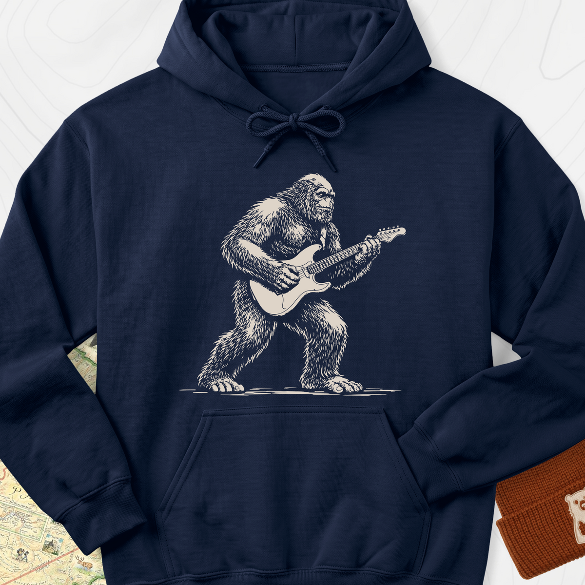 Bigfoot Guitar Solo Hoodie - Navy
