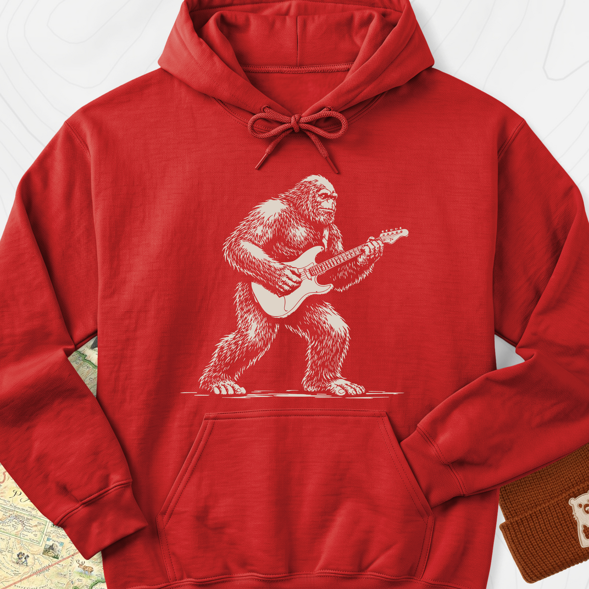 Bigfoot Guitar Solo Hoodie - Red