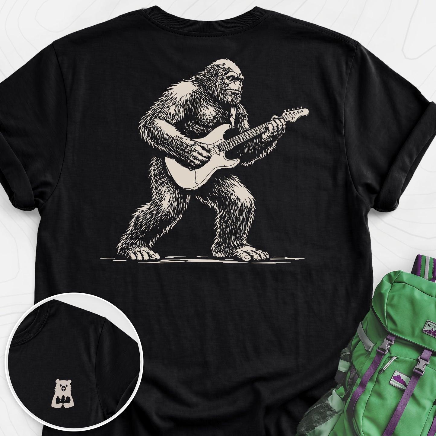 Bigfoot Guitar Solo Black back print lightweight T-shirt