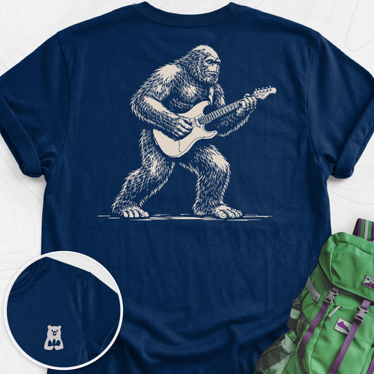 Bigfoot Guitar Solo Navy back print lightweight T-shirt