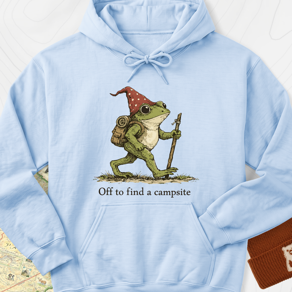 Off to Find a Campsite Hoodie - Light Blue