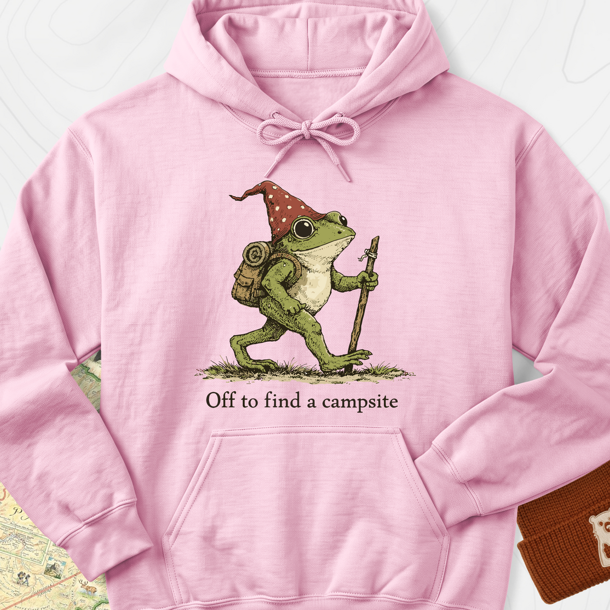 Off to Find a Campsite Hoodie - Light Pink