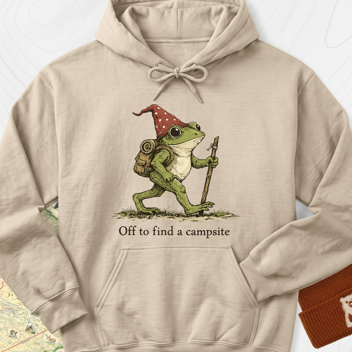 Off to Find a Campsite Hoodie - Sand