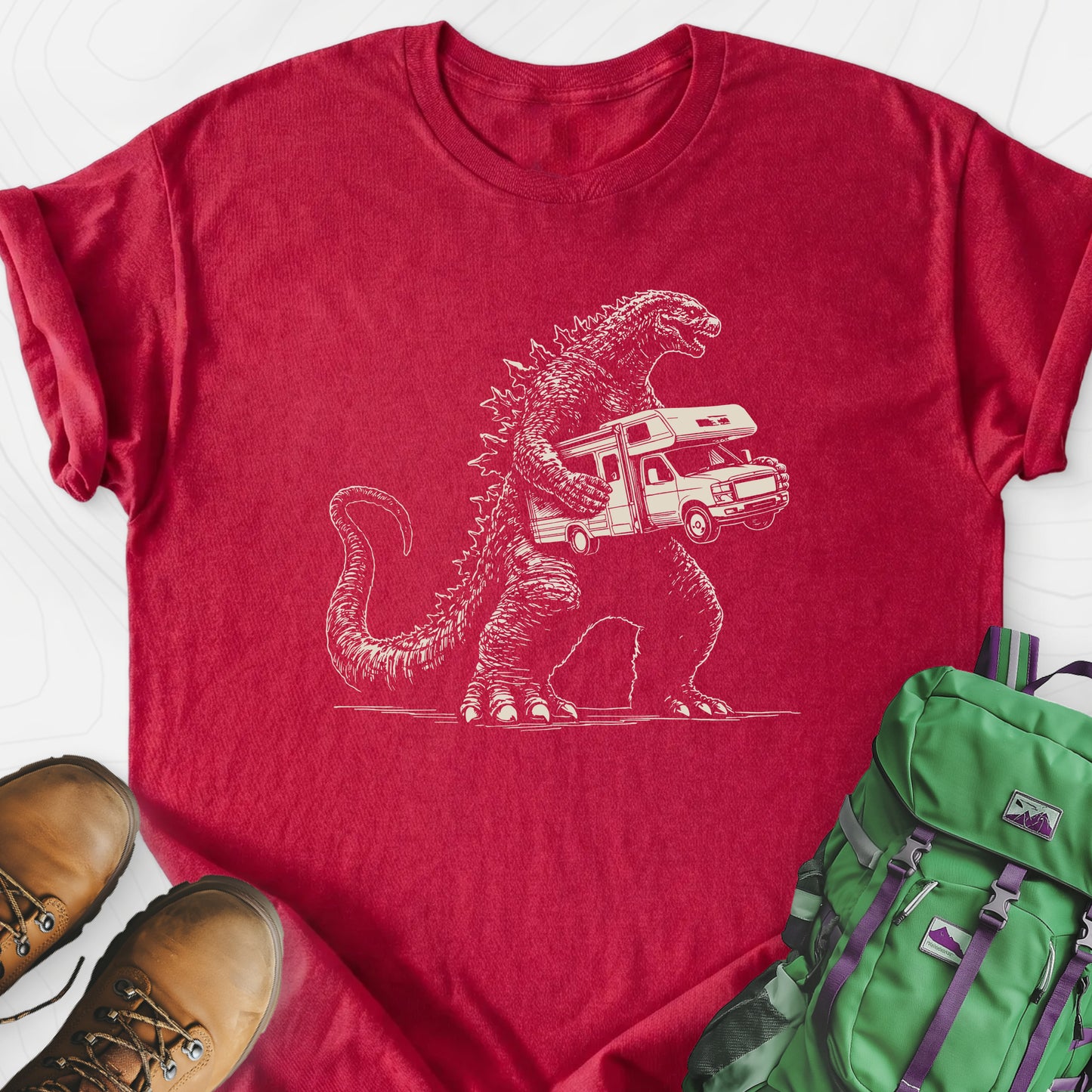RV Thief Heather Red front print lightweight T-shirt