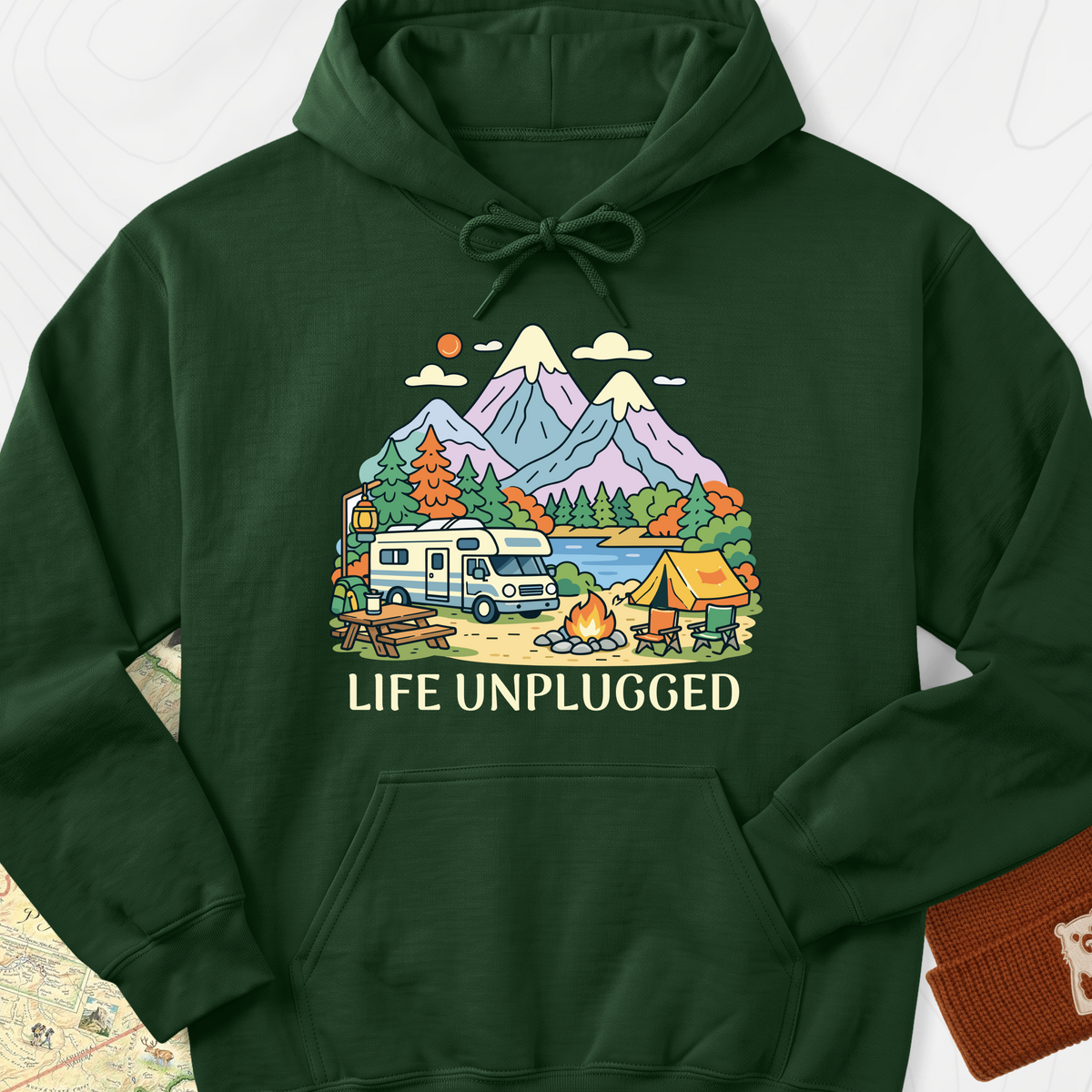 Life Unplugged Hoodie - Forest Green