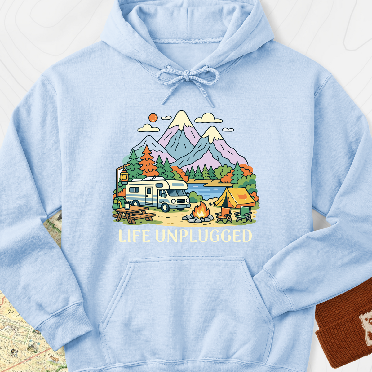 Life Unplugged Hoodie - Light Blue