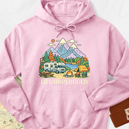Life Unplugged Hoodie - Light Pink