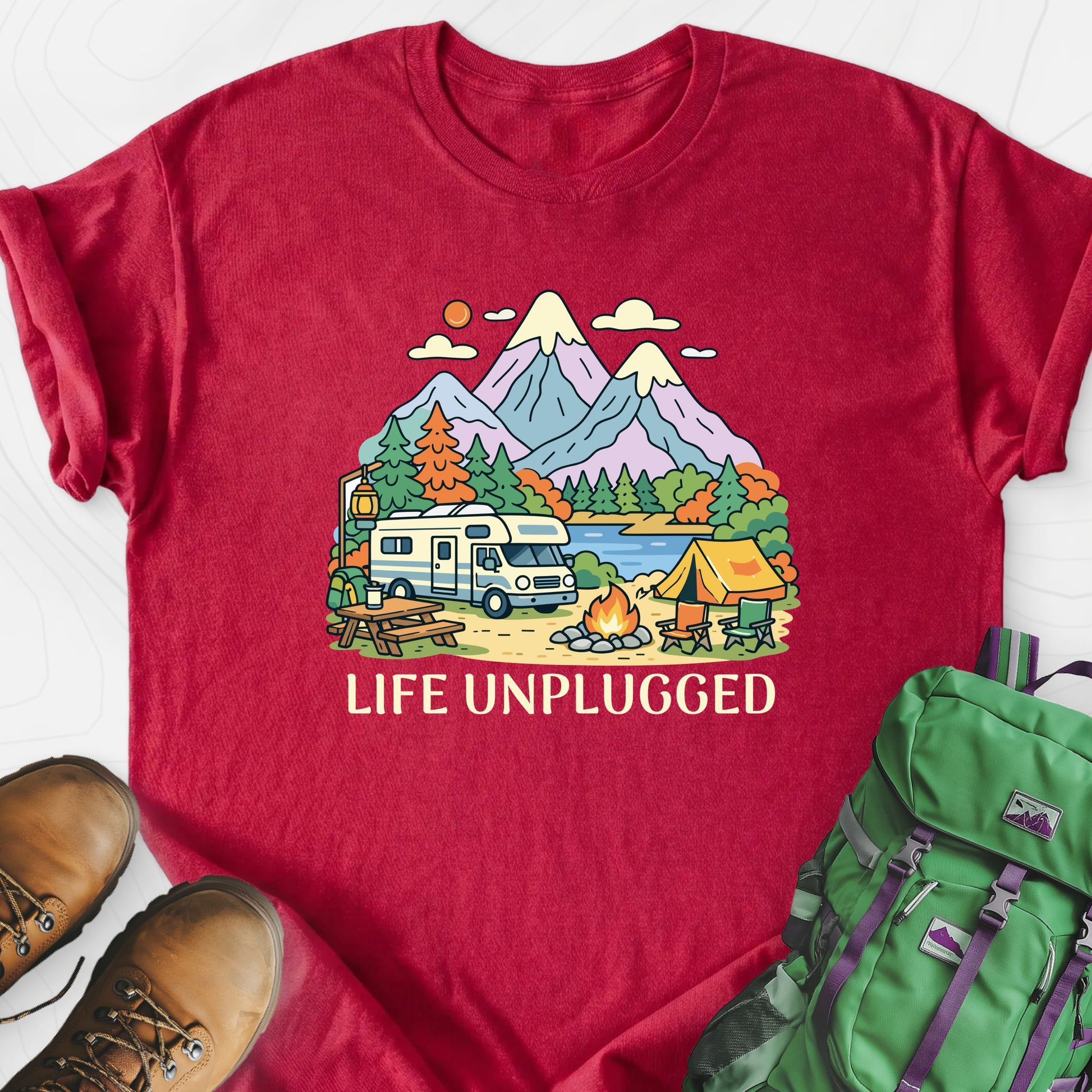 Life Unplugged Heather Red front print lightweight T-shirt