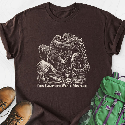 This Campsite Was a Mistake Dark Chocolate front print lightweight T-shirt
