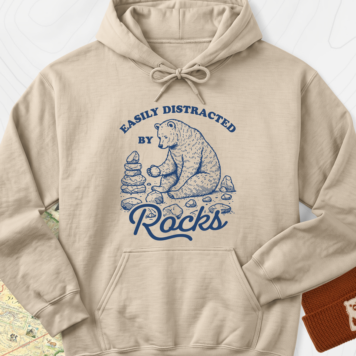 Easily Distracted by Rocks Hoodie - Sand