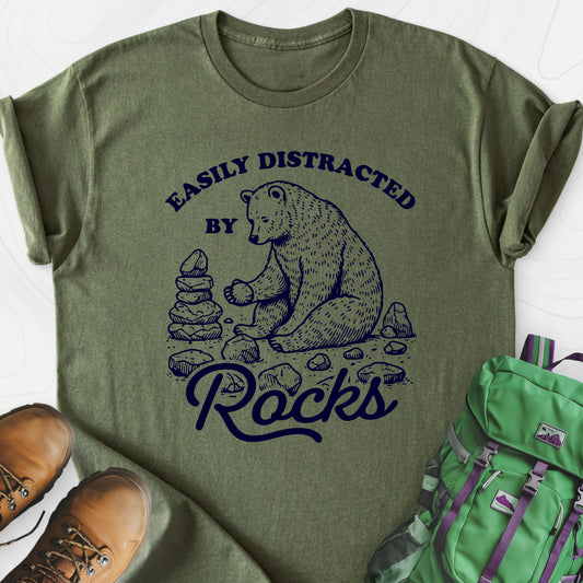 Easily Distracted by Rocks Lightweight T-Shirt