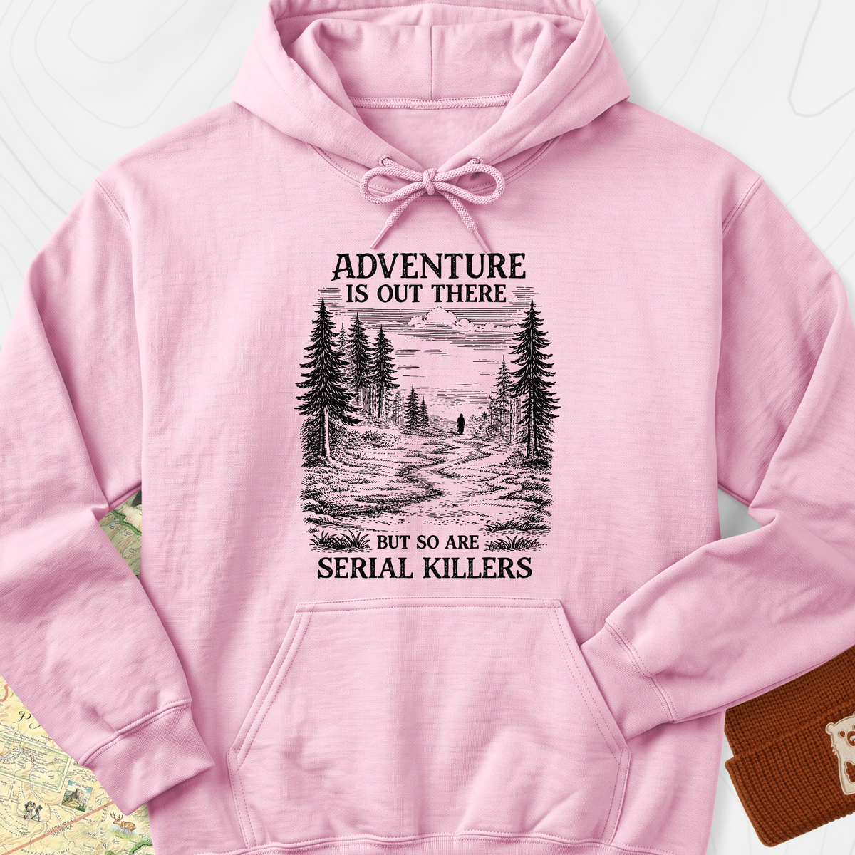 Adventure Is Out There Hoodie - Light Pink