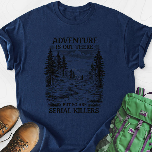 Adventure Is Out There Navy front print lightweight T-shirt