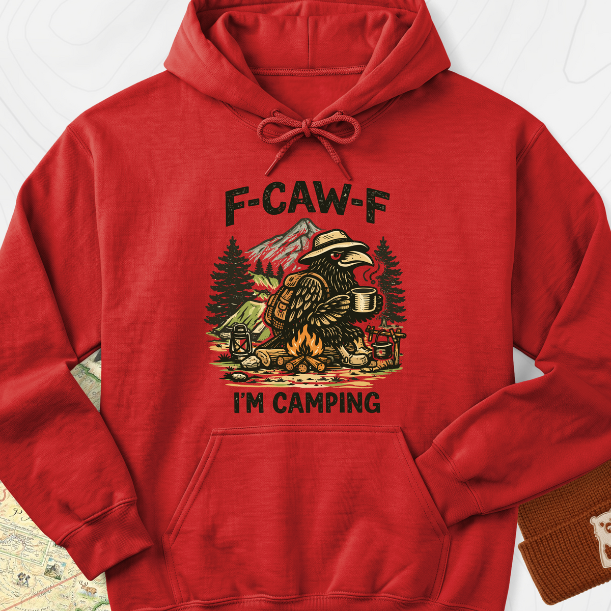 F-Caw-F I’m Camping Hoodie - Red