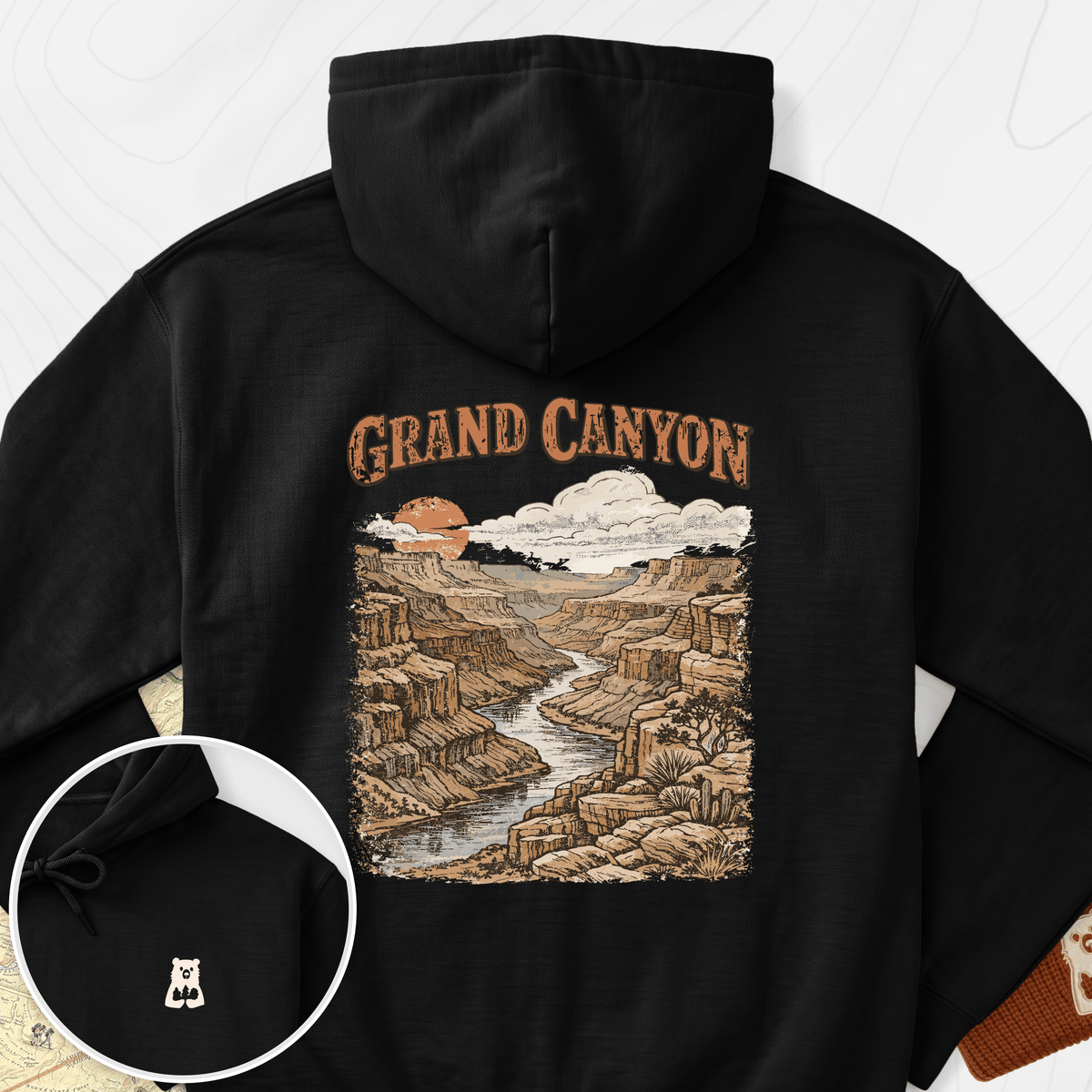 Grand Canyon Back Print Hoodie - Black