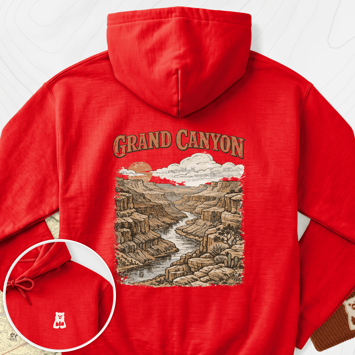 Grand Canyon Back Print Hoodie - Red