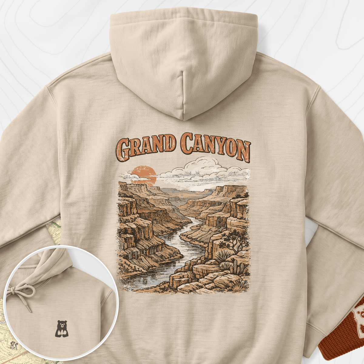 Grand Canyon Back Print Hoodie - Sand