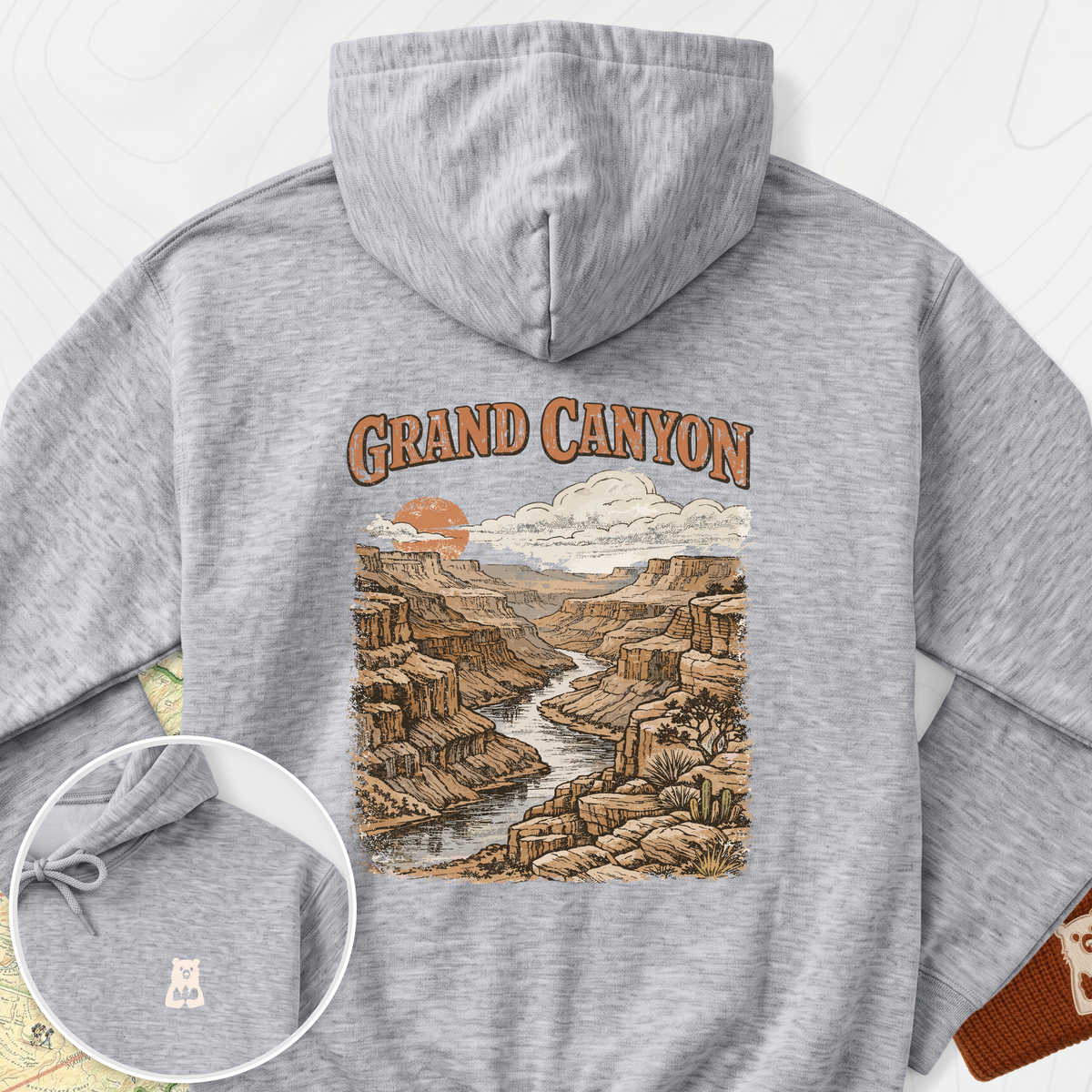 Grand Canyon Back Print Hoodie - Sport Grey