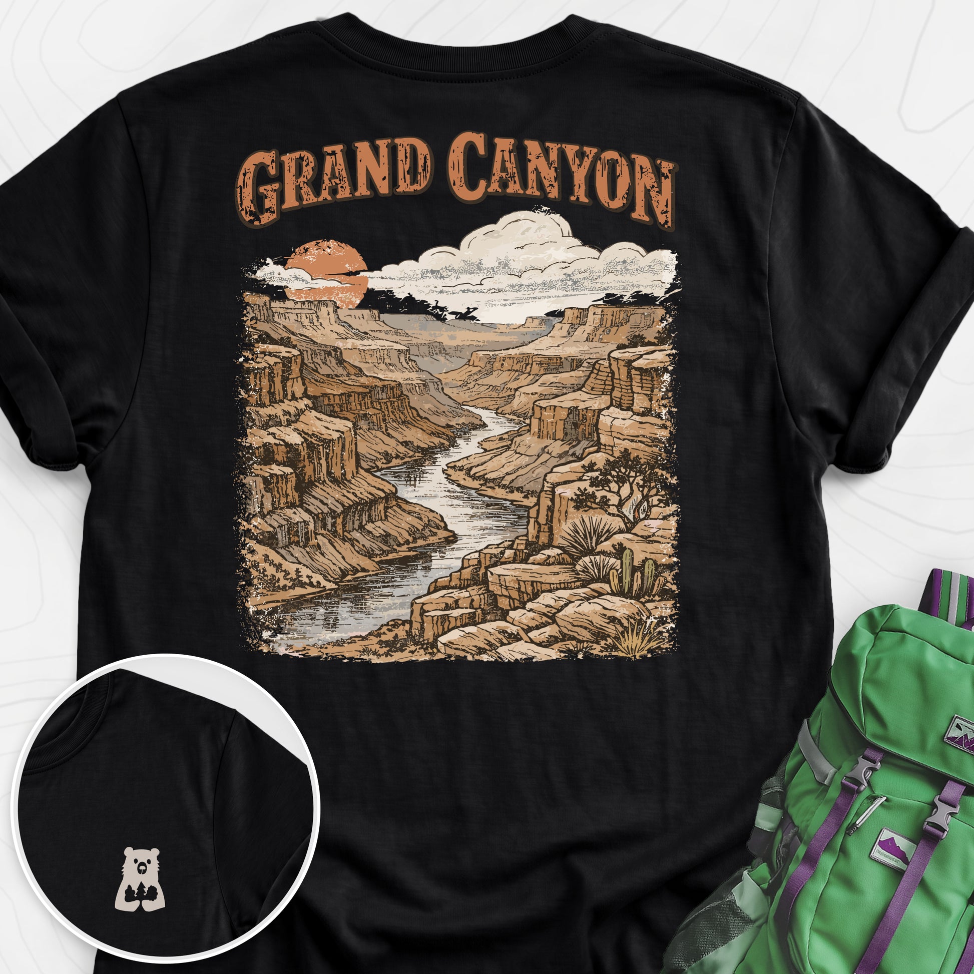 Grand Canyon Black back print lightweight T-shirt