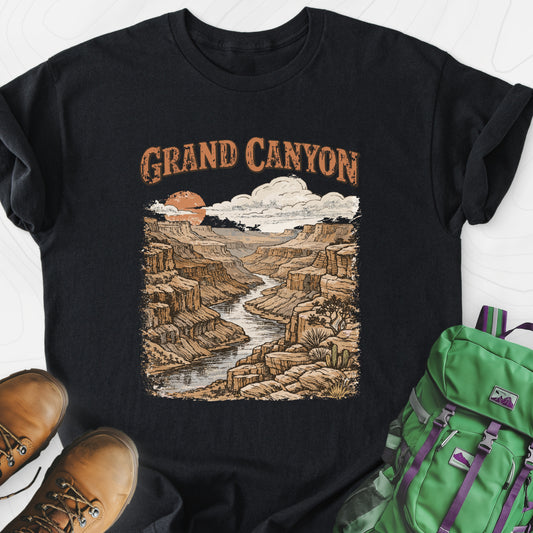 Grand Canyon Black front print lightweight T-shirt