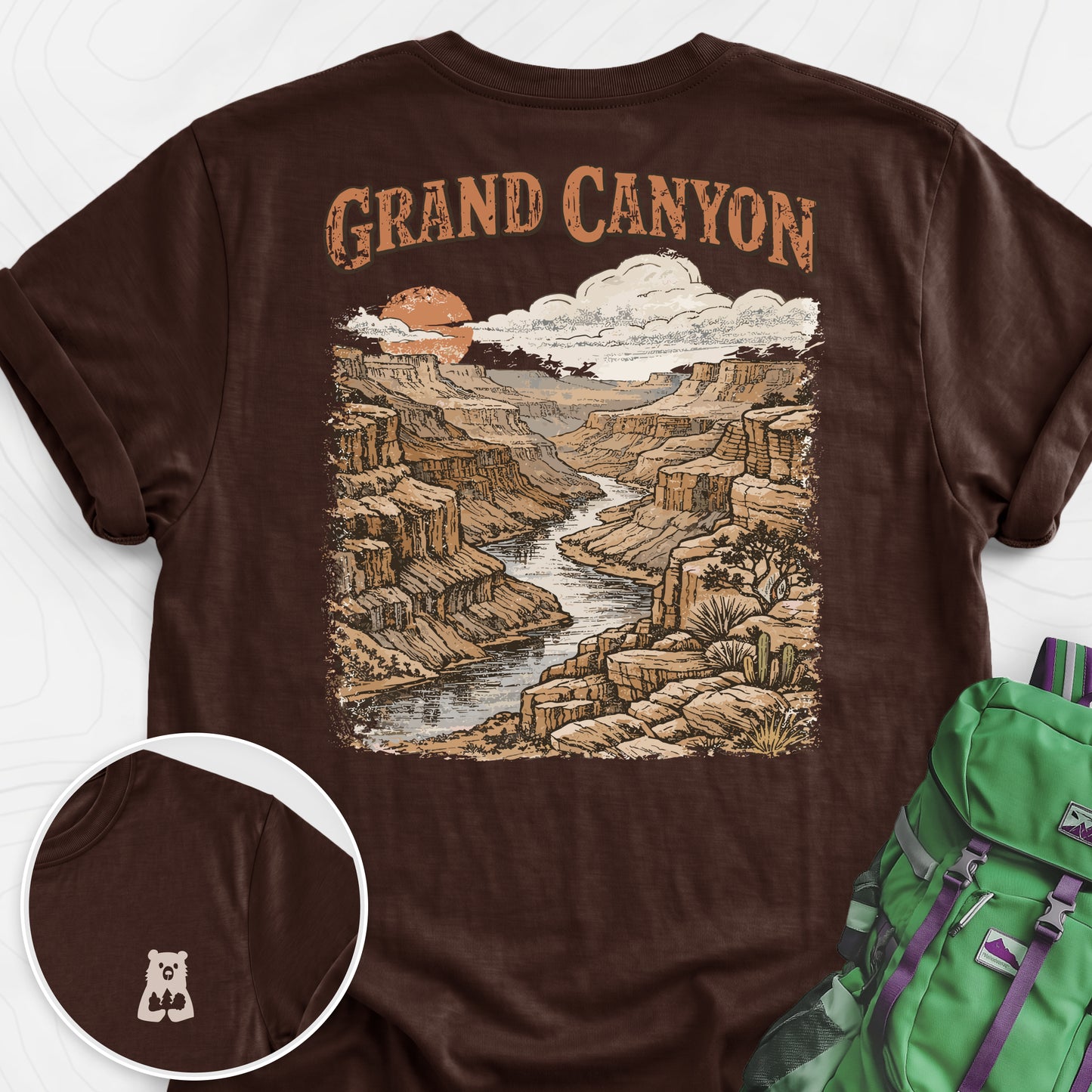 Grand Canyon Dark Chocolate back print lightweight T-shirt