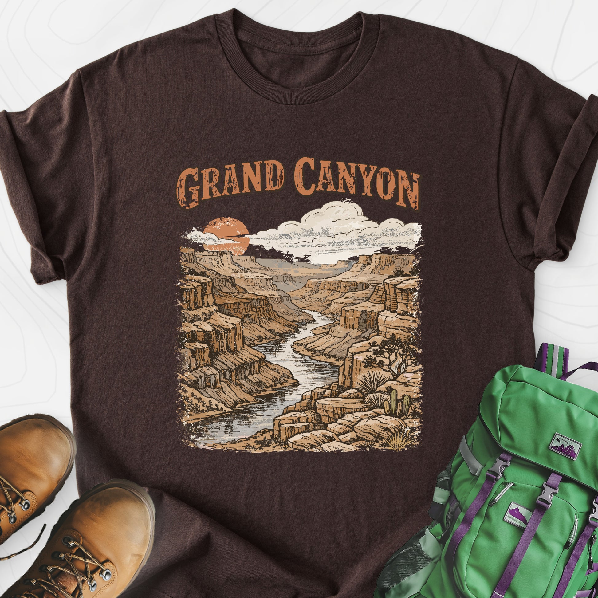 Grand Canyon Dark Chocolate front print lightweight T-shirt
