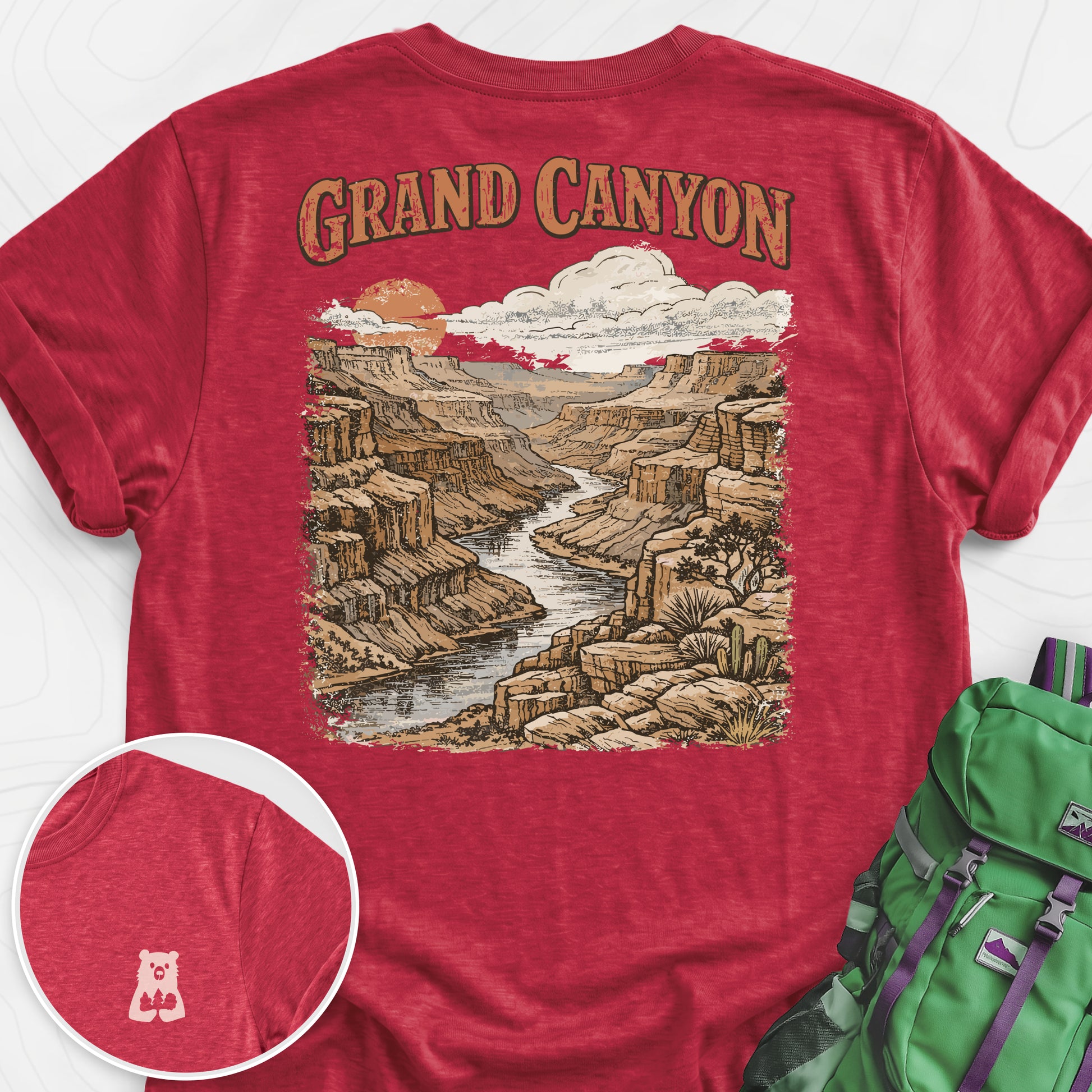 Grand Canyon Heather Red back print lightweight T-shirt