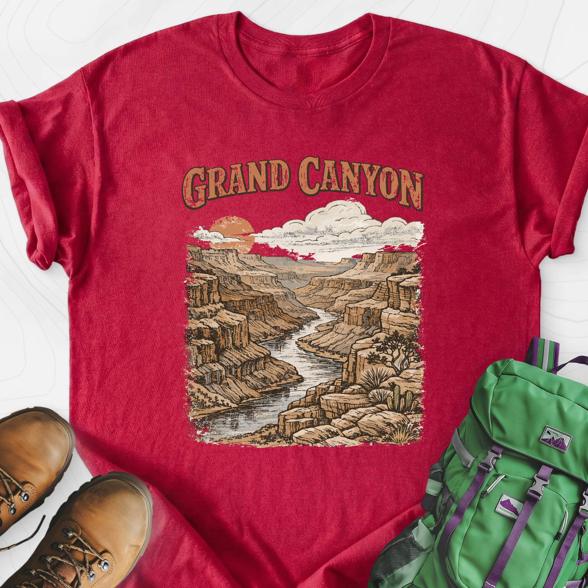 Grand Canyon Heather Red front print lightweight T-shirt