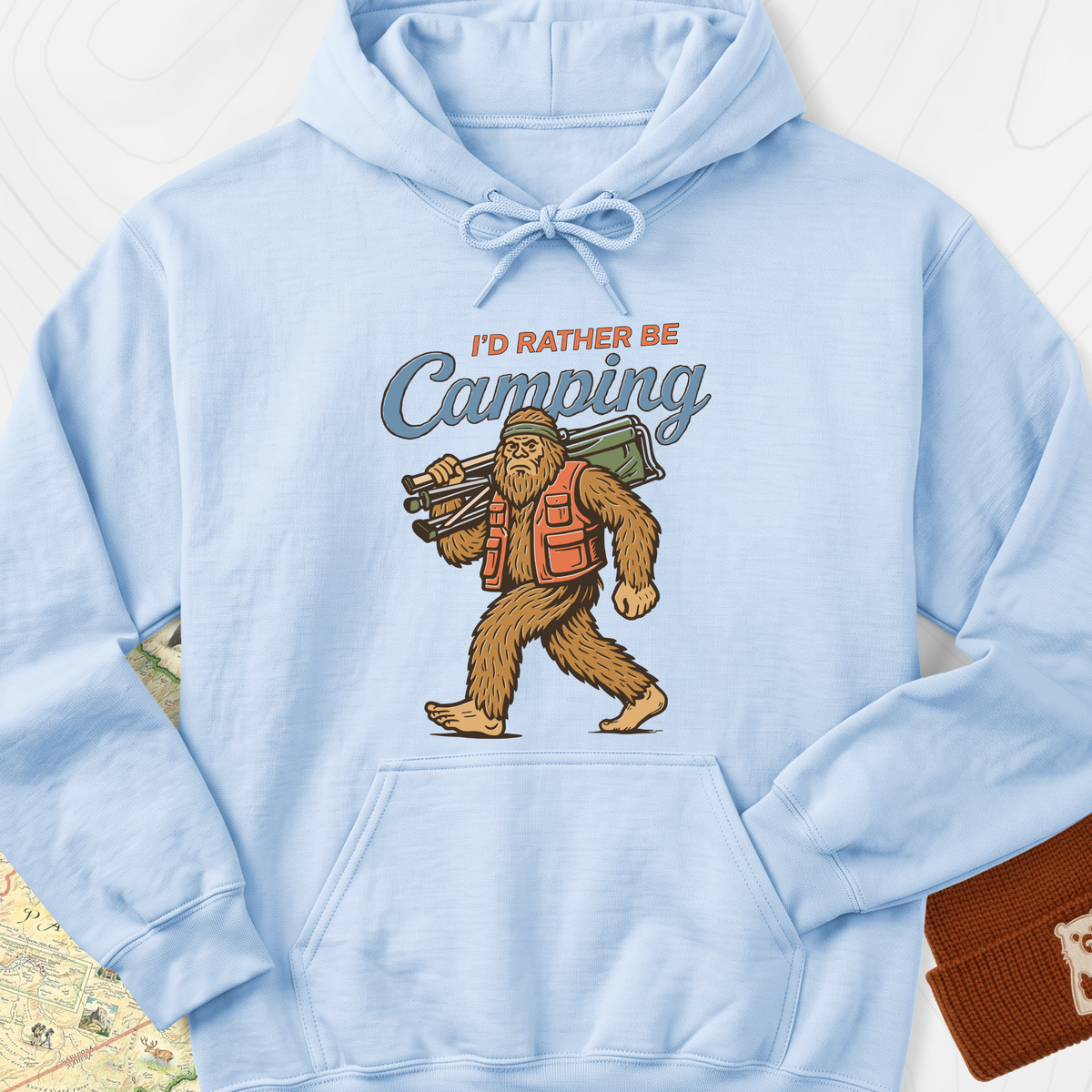 I’d Rather Be Camping Hoodie - Light Blue