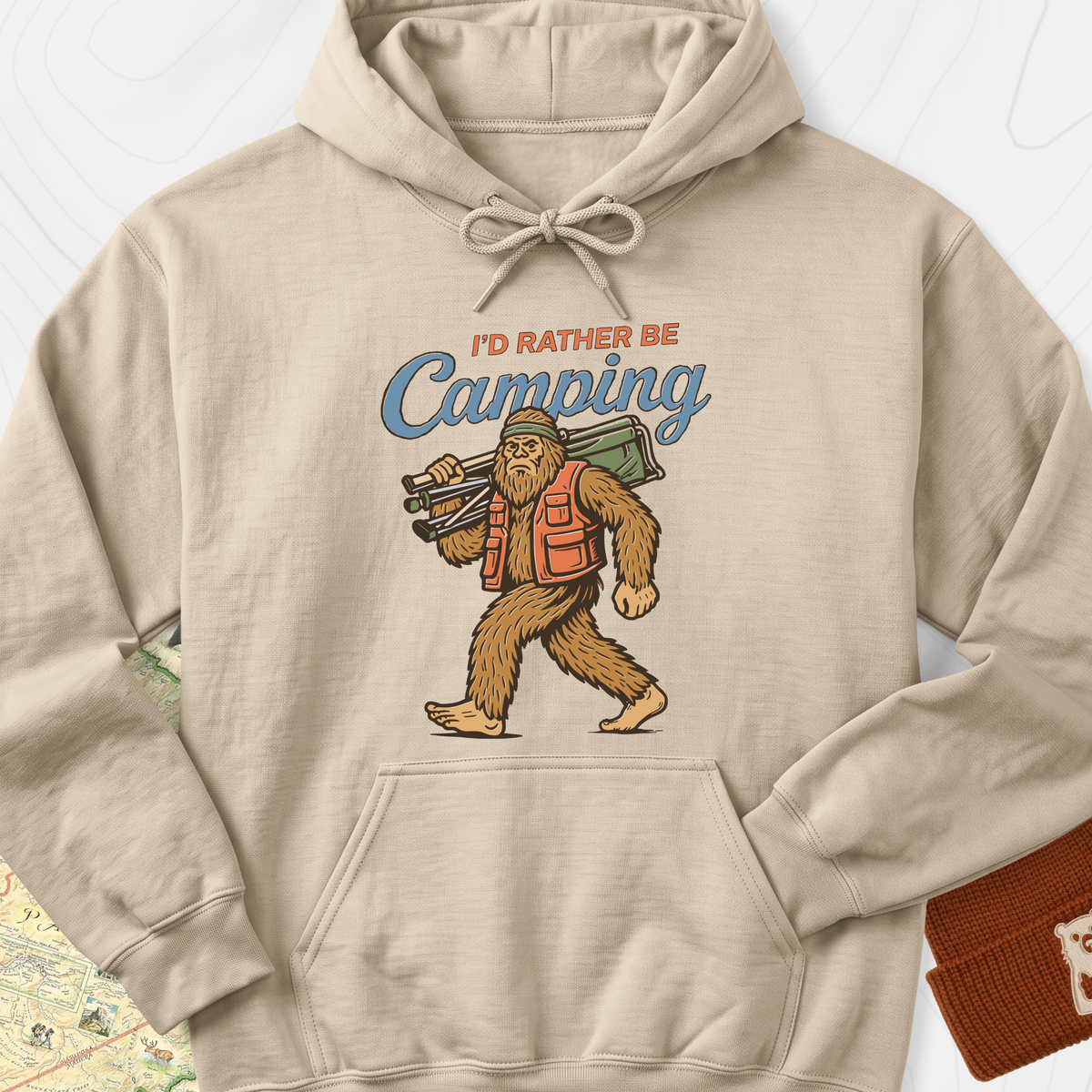 I’d Rather Be Camping Hoodie - Sand