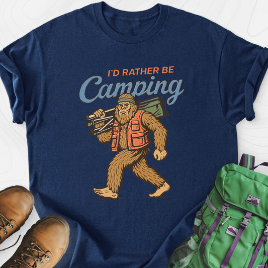 I’d Rather Be Camping Navy front print lightweight T-shirt